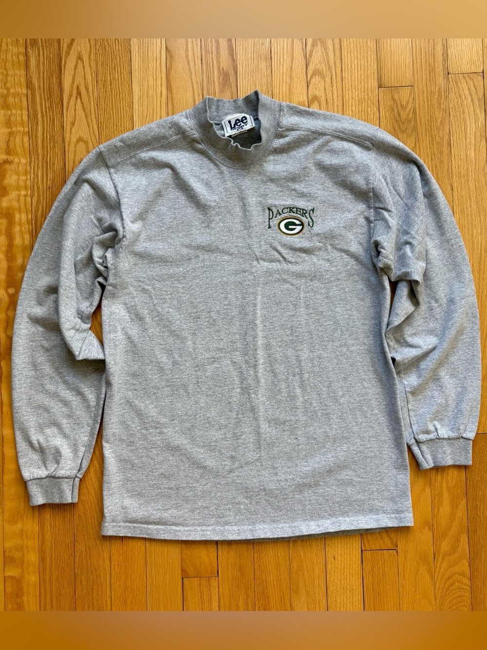 Vintage Green Bay Packers Lee Sport Men’s Mock Neck Pullover Medium Gray Solid